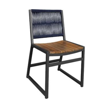 Imagem de Cadeira Madrid Alumínio Corda Náutica Azul Marinho - Azul