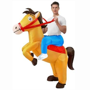 Imagem de Fantasia inflável para adultos, passeio a cavalo, fantasia de cowboy explodindo Halloween para festa masculina e feminina