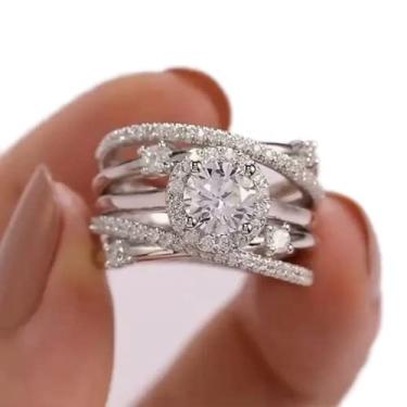 Imagem de LRGKMCWTOB Anel de platina de zircão com várias voltas modernas europeias e americanas, presente de casamento para filha, esposa, mãe (10)