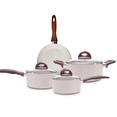 Imagem de Jogo de Panelas Antiaderente Cerâmica Kit 4 Peças Brinox Conjunto Smart Plus Ceramic Life