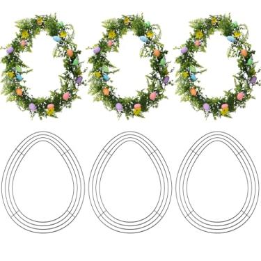 Imagem de 6 peças de moldura de guirlanda de arame em forma de ovo, forma de guirlanda de arame de jardim floral de Páscoa para Páscoa, projetos de artesanato, decoração de pendurar em ambientes internos e
