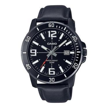 Imagem de Relógio Masculino Casio Collection Couro MTP-VD01BL-1BVUDF