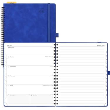 Imagem de POPRUN Agenda semanal Planner 2025-2026 (grande 21 x 26 cm), calendário acadêmico (25 de julho a 26 de junho) Livro de compromissos com abas mensais, capa macia em espiral, bolso interno, 100 g/m²