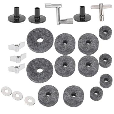 Imagem de YCTZE 23pcs Drum Felt Pad Cymbal Kit Com As Nozes da Asa de Base Acessórios de Percussão Sem Deslizamento para Desempenho Ideal (Cinza)