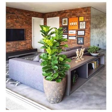 Imagem de Ficus Lyrata Artificial Planta Grande Decoração Sala 1.00m, folhas Ver