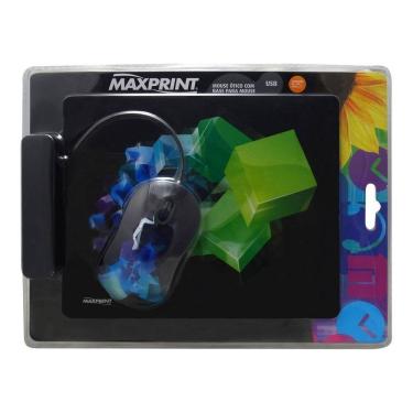 Imagem de MOUSE USB COM MOUSEPAD MAXPRINT LA FASHION COLOR Preto