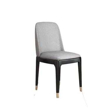 Imagem de Cadeira de jantar moderna de couro PU com design ergonômico e enchimento de espuma de alta densidade (pés pretos (manga de cobre) + cinza claro)