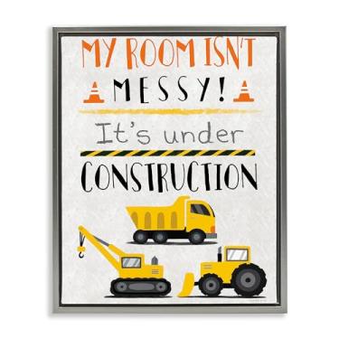 Imagem de Stupell Industries Arte de parede em tela flutuante cinza emoldurada Under Construction Not Messy, design de Elizabeth Tyndall, 43 x 53 cm