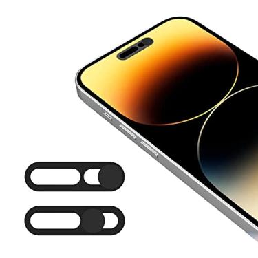 Imagem de EYSOFT Capa de câmera frontal para celular, capa de webcam compatível com iPhone 14Pro, iPhone 14 Pro Max, protege privacidade e segurança, não afeta a identificação facial, pacote com 2 - preto