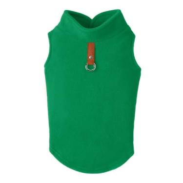 Imagem de Gooby Colete de lã suéter para cães - verde, médio - casaco de lã quente para cães com coleira O-Ring - casaco de inverno para cães pequenos - roupas para cães pequenos para cães pequenos ou meninas
