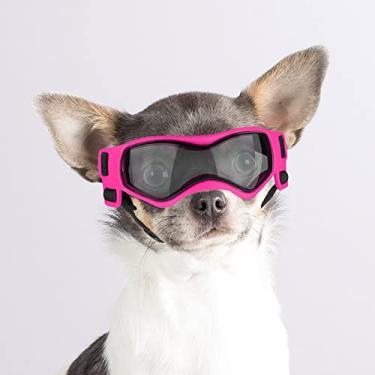 Imagem de Enjoying Óculos para cães pequenos, proteção UV, à prova de vento, antiembaçamento, para uso nos olhos dos animais de estimação, armação macia, rosa frio
