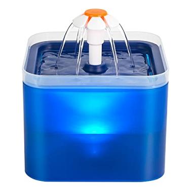 Imagem de AONBOY Fonte De Água Ultra Silenciosa Para Animais De Estimação 67Oz/2L, Com Luz Led Para Gatos, Cães Pequenos, Filtro De Carvão Ativado (Azul)