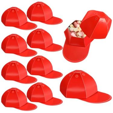 Imagem de MotiMind 9 peças de boné de beisebol em forma de chapéu caixa de presente boné de beisebol caixa de presente lembrancinhas de festa de beisebol papelão doces lanches caixas de presente para o dia dos