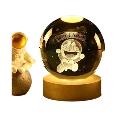 Imagem de Bola de Cristal 3D Infantil com Luz Noturna (6cm) - Pikachu, Doraemon,