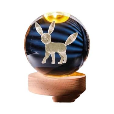 Imagem de Bola de Cristal 3D Infantil com Luz Noturna (6cm) - Pikachu, Doraemon,