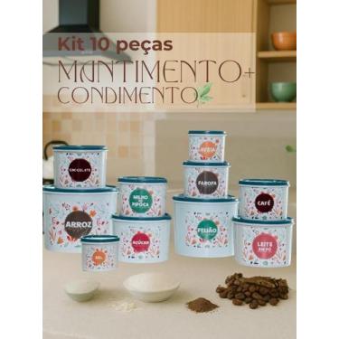 Imagem de Kit de Mantimentos Linha Floral  Organização com Delicadeza 10 Potes -