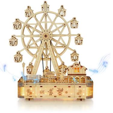 Imagem de Quebra-cabeça de madeira 3D Foyucool Ferris Wheel com modelo de caixa 
