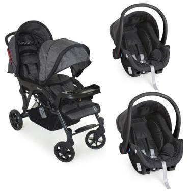 Imagem de Carrinho para Gemeos Doppio II Grafite + 2 Bebê Conforto - Galzerano