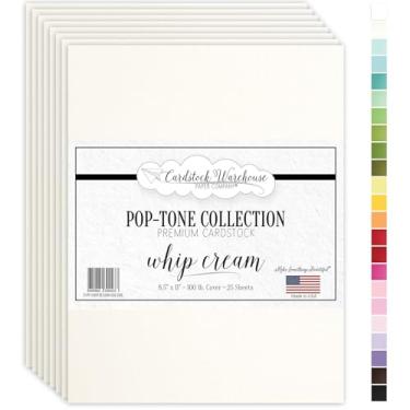 Imagem de Cartolina Cardstock Warehouse Pop-Tone Whip Cream – 25 folhas, 21,6 x 28 cm – 45,4 kg / 270 g/m² Premium Cream Card Stock para corte, artesanato, impressão, fabricação de cartões e projetos de
