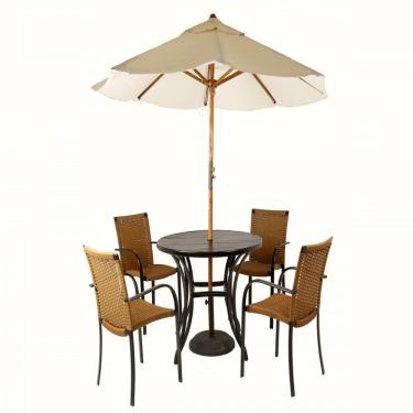 Imagem de Conjunto de 4 Cadeiras Ascoli e Mesa com Ombrelone em Alumínio para, Piscina, Edícula