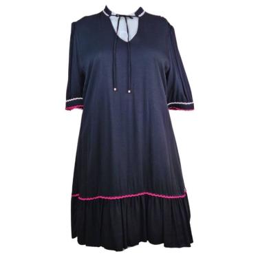 Imagem de Vestido Camila Savannah Plus Size Preto Babado