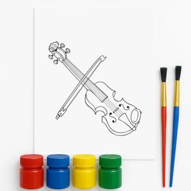 Imagem de Kit de Pintura Infantil com Folha de Desenho A7, Meu Pequeno Artista (Violino A7)