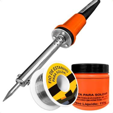 Imagem de Ferro de Solda 60w 127v Profissional Com Suporte + Estanho Carretel 30