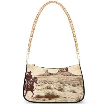 Imagem de Yellow Ducks on Blue Phone Wallet Purse Hobo Designer Bag Women Handbags Shoulder Strap Moon Ladies Shoulder Bag, Cowboy Rides Horse Desert