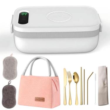 Imagem de Aquecedor elétrico portátil de alimentos - 14000mAh recarregável, 1000ml, pote interno removível 304, 4 modos de temperatura/7 modos de temporizador, design à prova d'água, carregamento tipo C e