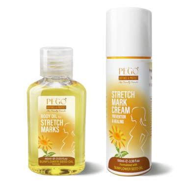 Imagem de AOAO Óleo Pego Para Estrias, Prevenção E Redução De Estrias Na Gravidez, Gestação, Hidratante A Pele, 5,41 Oz (Óleo + Creme)