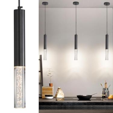 Imagem de Daoseolo Pacote Com 3 Luminárias Pendentes Para Ilha De Cozinha, Acrílico Bolhas Led, Cores 3000K/4500K/6500K, Luminária Pendente Teto Cilíndrica Moderna Quarto, Bar, Sala Jantar, Banheiro