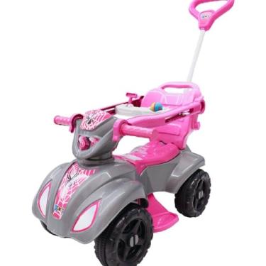 Imagem de Quadriciclo Infantil de Passeio para Menina com Pedal e Empurrador - Cor Rosa (Rosa com Cinza)