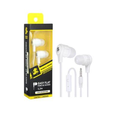 Imagem de Fone De Ouvido Easy Flat Com Microfone 1.20m Branco - 5+, PS-022
