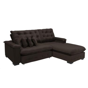 Imagem de Sofá Berlin 2.65x2.10m Com Chaise Super Pillow Top - Marrom