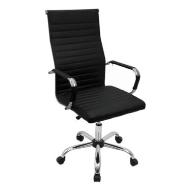 Imagem de Cadeira de Escritório Esteirinha Base Cromada com Rodinha Fortt Turin Preto