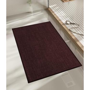 Imagem de chakme Tapete de banheiro 82 x 43 cm, tapete de banho ultrafino antiderrapante de secagem rápida para piso de banheiro, (roxo escuro, 81 x 43 cm)