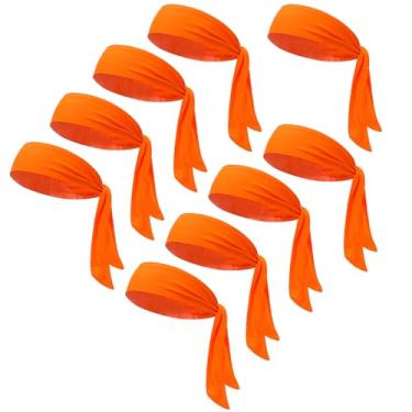 Imagem de 9 faixas esportivas de amarrar nas costas laranjas, faixas de cabelo longas para treino, respirável, atlético, faixas de transpiração para tênis, karatê, corrida, basquete, ioga, ciclismo