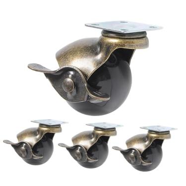 Imagem de YsXoWiui Pacote com 4 rodízios de esfera, rodas giratórias, rodízios resistentes em estilo vintage antigo com placa superior para carrinho, 2inch