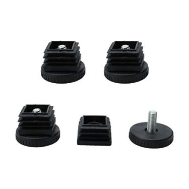 Imagem de Kit de inserções de tubo quadrado de 25 x 25 mm para pés de nivelamento uxcell para móveis, nivelador ajustável para cadeira de praia, conjunto com 4