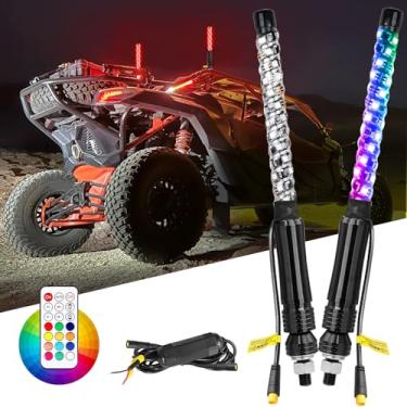 Imagem de Niking Auto 2 peças de luzes LED de 1 metro para UTV LED com controle remoto 360° espiral RGB perseguição/dança antena LED chicotes para ATV RZR SXS Polaris Can-Am off-road caminhões buggy duna barco