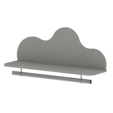 Imagem de Prateleira 100% Mdf Com Cabideiro Em Alumínio Infantil Com Detalhe Orgânico Em Formato De Nuvem Fendi