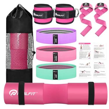 Imagem de NEALFIT Conjunto de almofadas de barra para agachamento e impulso no quadril - Almofada extragrossa de suporte de pescoço e ombro de alta densidade - Almofada de barra olímpica para levantamento de