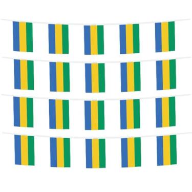 Imagem de FFILL 6 metros 20 bandeiras bandeira do Gabão, faixa pequena bandeira do Gabão, para festas, lojas e bares decorações e celebrações do dia internacional. Bandeiras temáticas de países africanos - 30