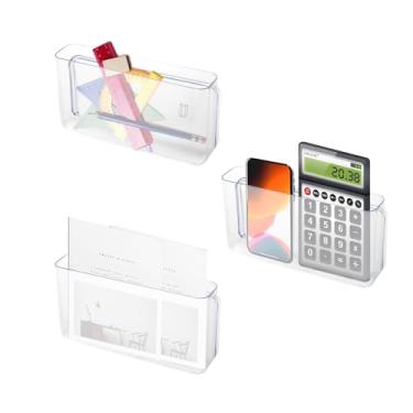 Imagem de Voittozege Pacote com 3 Pastas de Parede de Plástico, Suporte de Arquivo de Parede de Bolso Único de Acrílico, Organizador de Arquivo de Parede Transparente para Pendurar, de Bolso (, Claro)