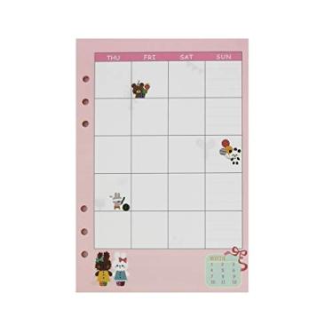 Imagem de Refil de papel para pasta de arquivo A5/A6 com 6 furos e capa redonda (plano mensal de coelho, A6)