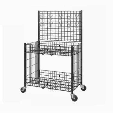 Imagem de Rack de exibição de parede com grade de arame, suporte de painel de grade, painel removível de varejo para feiras de artesanato e eventos de varejo, 80 x 55 x 130 (preto)