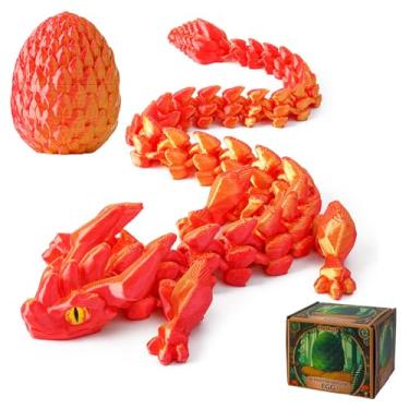 Imagem de FYEFKJSA 3D Printed Dragon Eggs with Dragon Inside - 12Inch,Articulated Fidget 3D Printed Animals, Interesting Decorative Gift, Easter Basket Essentials Stuffers (Laser Red)
