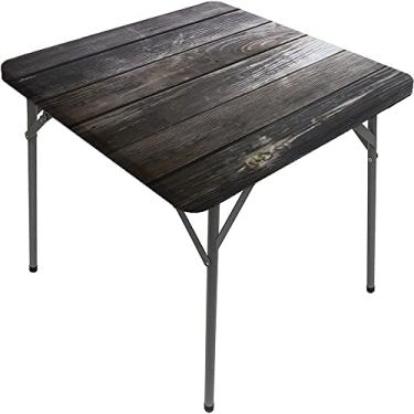 Imagem de CESGFC Toalha de mesa de madeira, estampa de textura de prancha de madeira, borda elástica, capa de mesa de jantar interna/externa, adequada para mesa quadrada de 81 cm x 81 cm