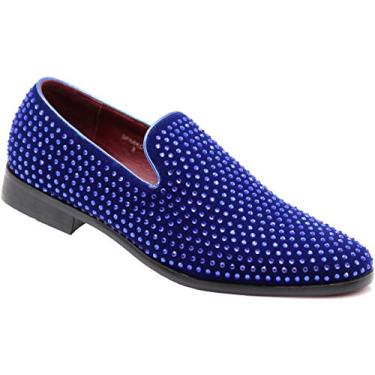 Imagem de Sapato social masculino SPK26 vintage de veludo com strass, mocassins, sem cadarço, clássico, smoking, Royal Blue, 11