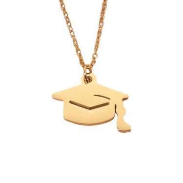 Imagem de Colar de formatura para ela, turma de 2025, colar com pingente de moda para ela, presentes de formatura para ensino médio/faculdade/8ª série/enfermagem/5ª série/mestrado/doutorado (ouro), Medium